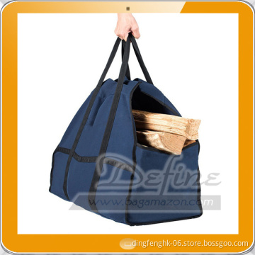 Navy Blue Heavy Canvas Large Firewood Storage Bag